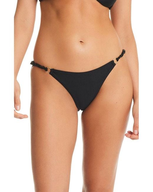 Red Carter Black Shine Solids Cheeky Fit Swim Bottoms