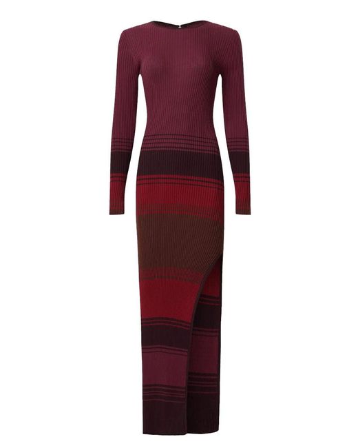 Staud Red Edna 100% Polyester Front Slit Dress Syrah Blend