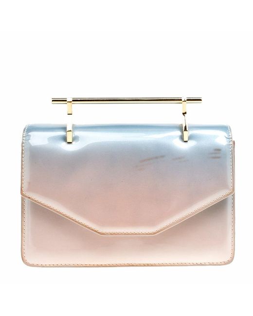 M2malletier White /peach Ombre Patent Leather Indre Shoulder Bag