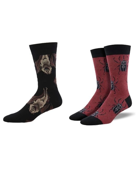 Socksmith Black Beetle Mania & Going Batty Socks for men