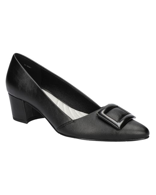 Easy Street Black Dali Faux Leather Pointed Toe Pumps