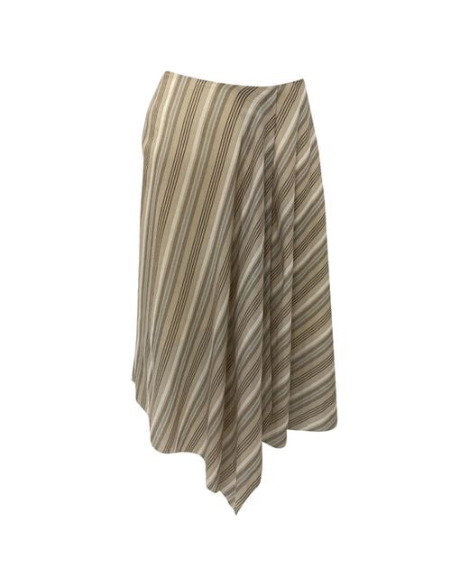Acne Natural Ilsa Ssymmetric Striped Midi Skirt