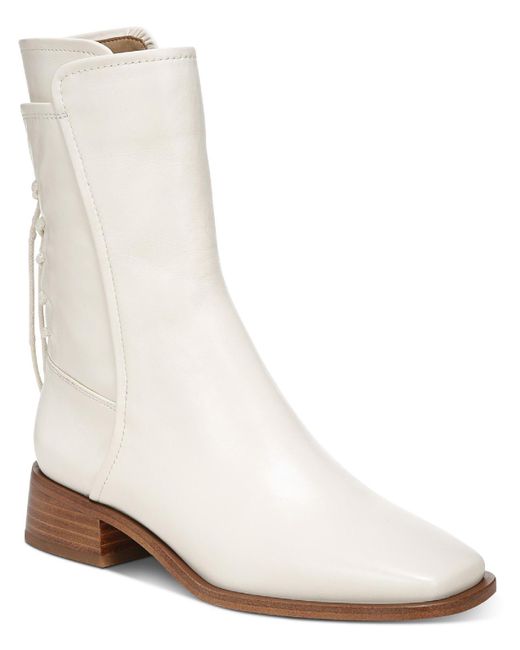 Sam Edelman White Tana Leather Lace-up Mid-calf Boots