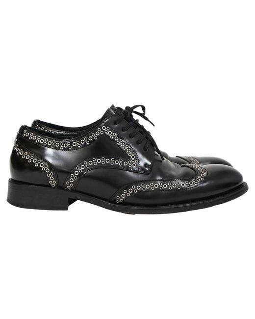 DSquared² X Vero Cuoio Eyelet Studded Oxford Shoes in Black  display picture 1