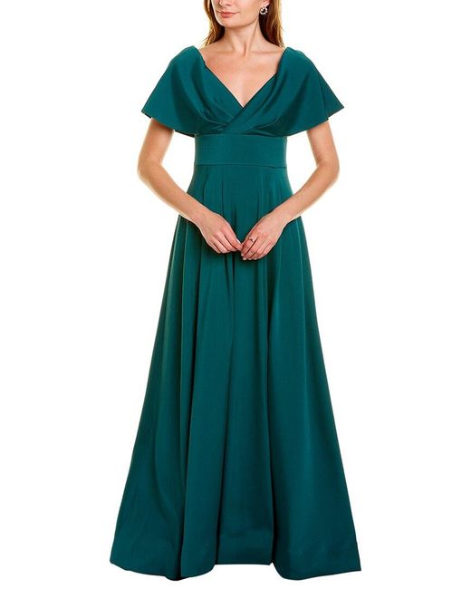 Aidan Mattox Portrait Collar Gown in Green Lyst