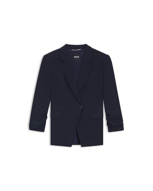 Boss Blue Slim-Fit Blazer With Press-Stud Closure