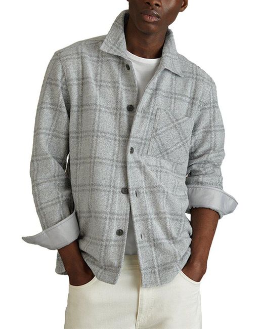 Reiss Gray Olivier Brushed Check Top for men