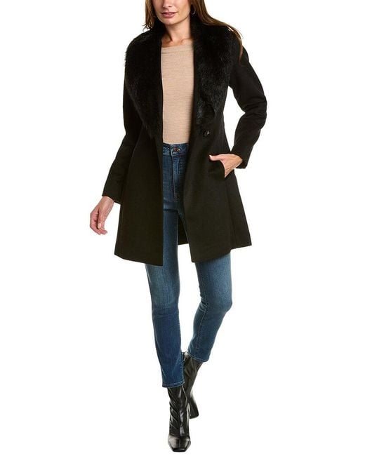 Sofiacashmere Black Tf Dnu Toscana Shawl Collar Wool-blend Coat
