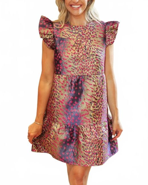 Thml Red Metallic Wildcat Mini Dress