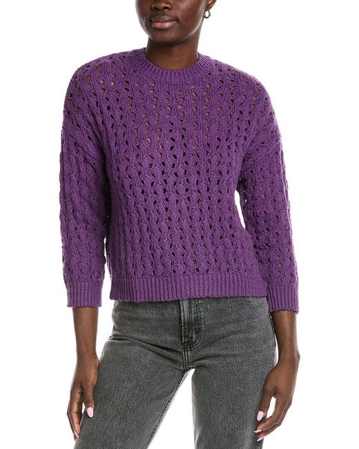 Autumn Cashmere Purple Cotton By Puff Stitch Sweater