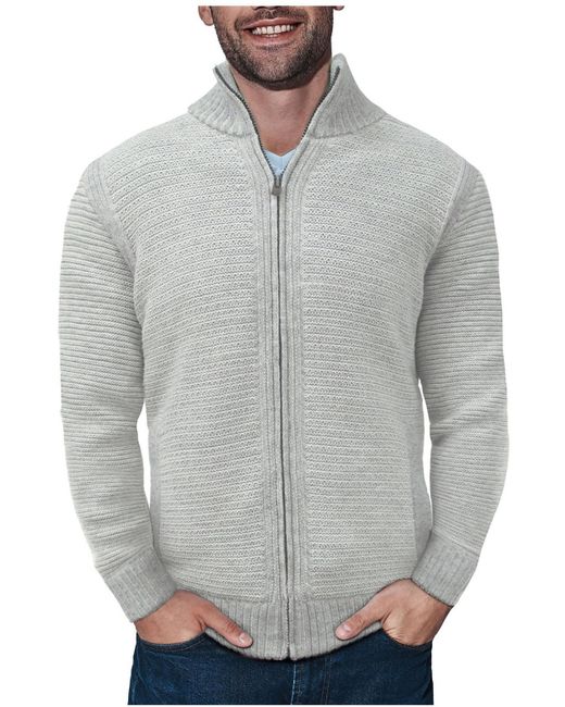 Xray Jeans Gray Open Stitch Knit Full Zip Sweater for men