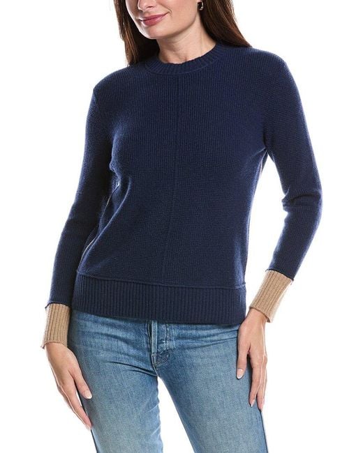 Forte Blue Contrast Trim Thermal Cashmere Sweater