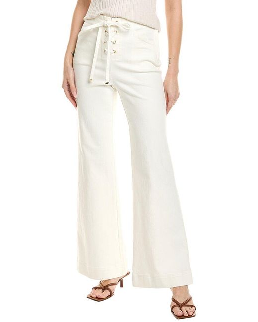 Toccin White Birkin Denim Laced-Up Flared Pant