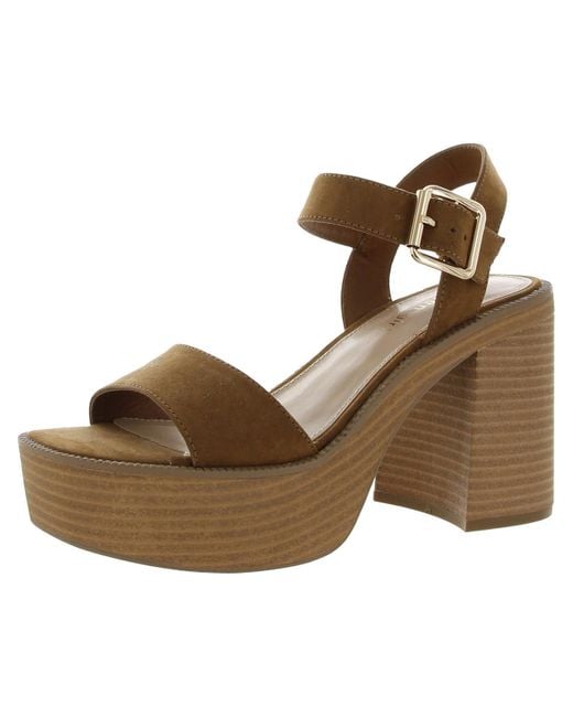 Madden Girl Grandview Ankle Strap Block Heel Platform Sandals in Brown