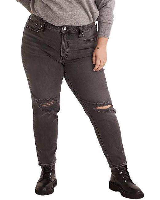 Madewell Black Plus High-rise Destroyed Skinny Jeans
