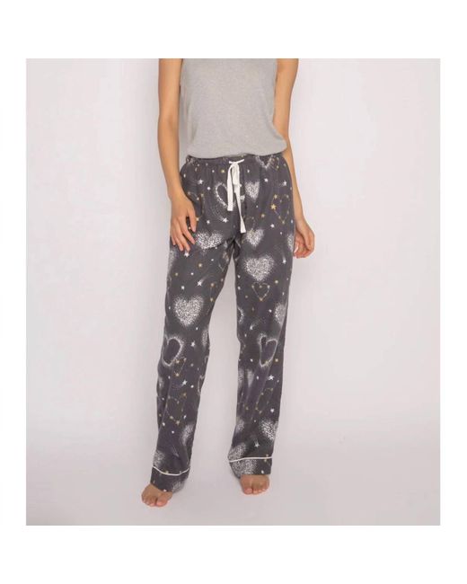 Pj Salvage Gray Starry Printed Flannel Pajama Pants