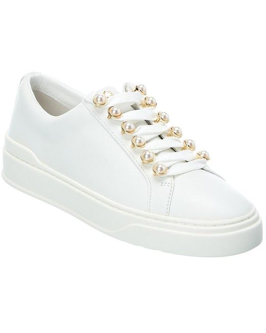 stuart weitzman excelsa leather embellished sneaker