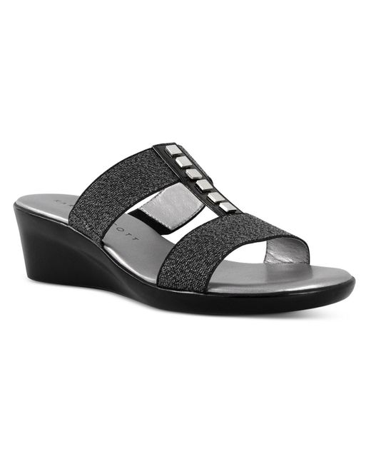 Karen Scott Black Shirmaa Comfort Insole Manmade Slide Sandals