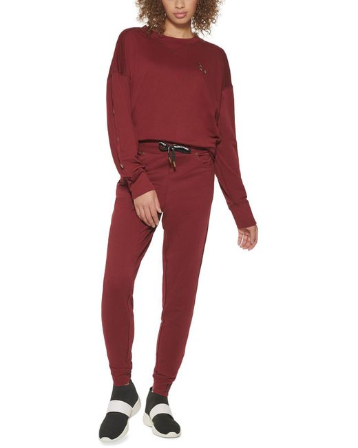 Karl Lagerfeld Red Ankle Logo Jogger Pants