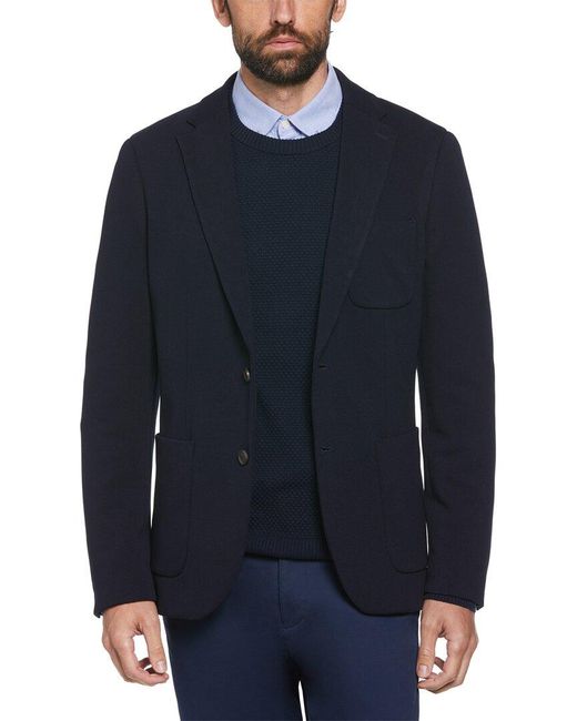 Original Penguin Blue Blazer Textured Knit Jacket for men