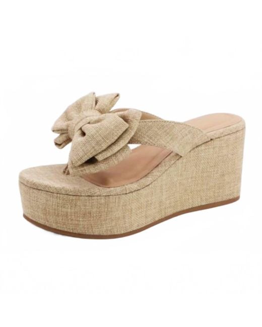 Bam Natural Raffia Bow Platform Sandals