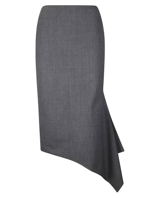 THE LATEST Gray Longuette Skirt With Asymmetrical Draping