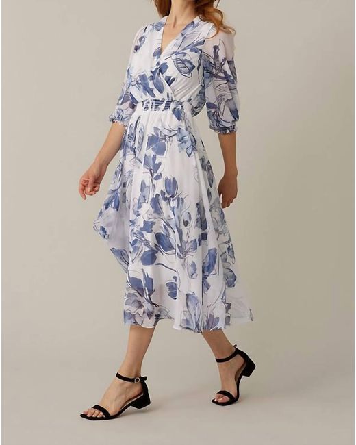 Joseph Ribkoff Wrap Front Floral Dress in Blue/Vanilla (Blue) Lyst