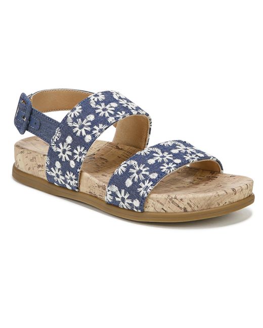 LifeStride Blue Holiday Faux Leather Footbed Slingback Sandals
