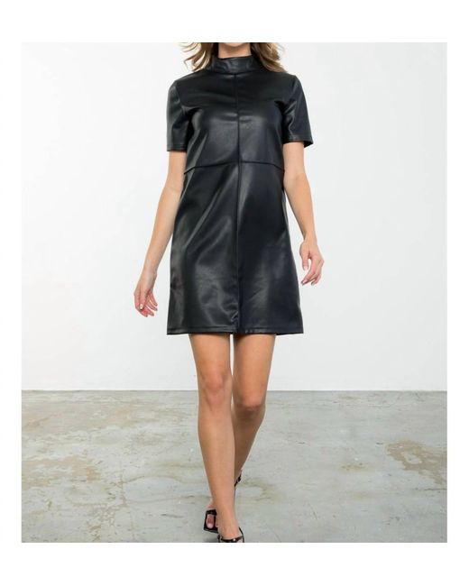 Thml Black Short Sleeve Faux Leather Dress