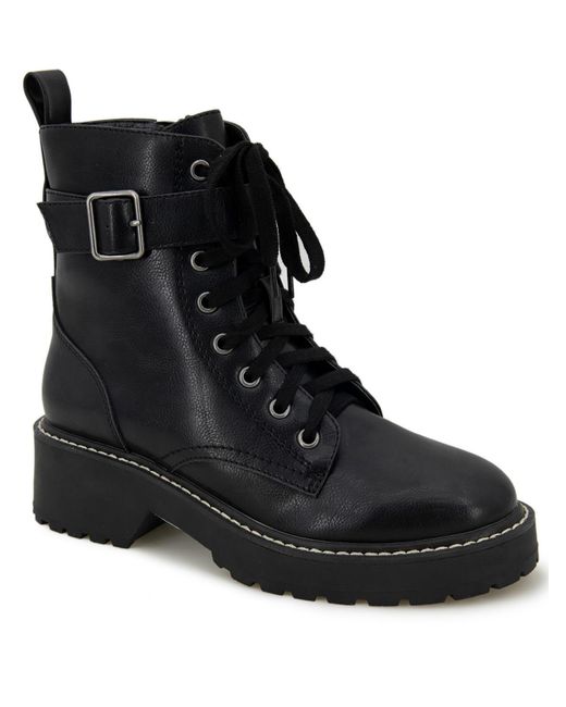 Xoxo Black Galiena Lug Sole Lace-up Ankle Boots