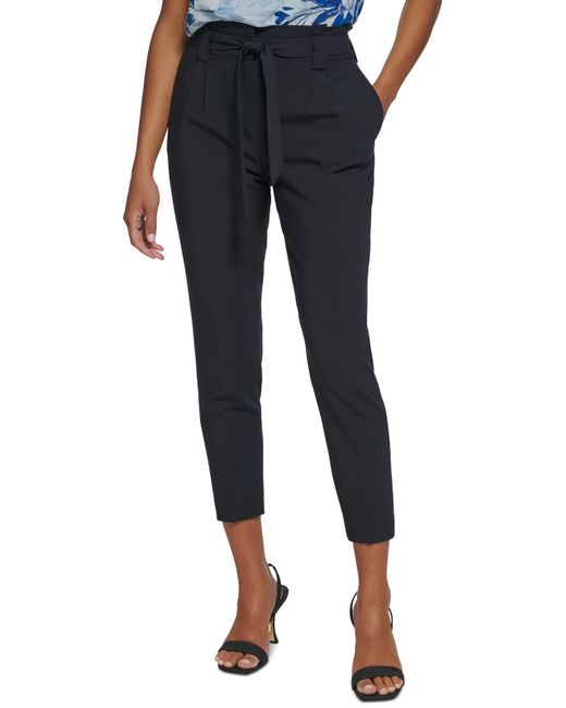 Calvin Klein Blue High Rise Pleated Cropped Pants