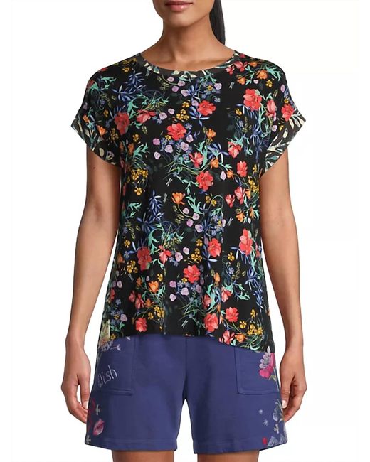 Johnny Was Black Floral Kashim Relaxed Tee