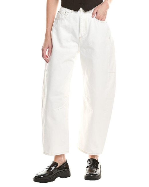 Rag & Bone White Charlie High-Rise Ankle Barrel Jean