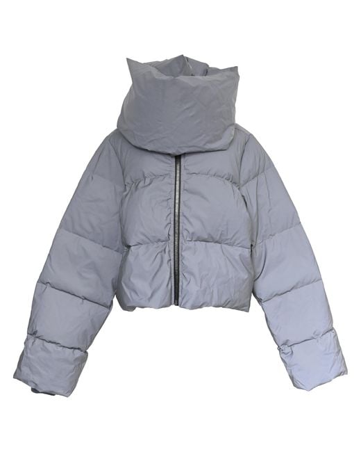 Rick Owens Gray Funnel-Neck Zip-Up Down Jacket