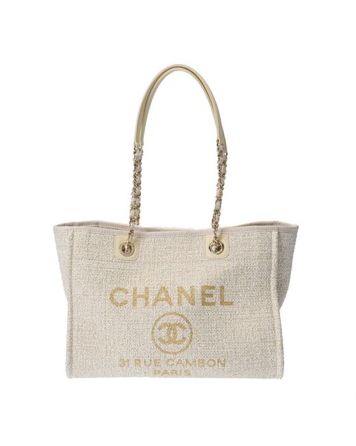 Chanel Natural Deauville Canvas Tote Bag (pre-owned)
