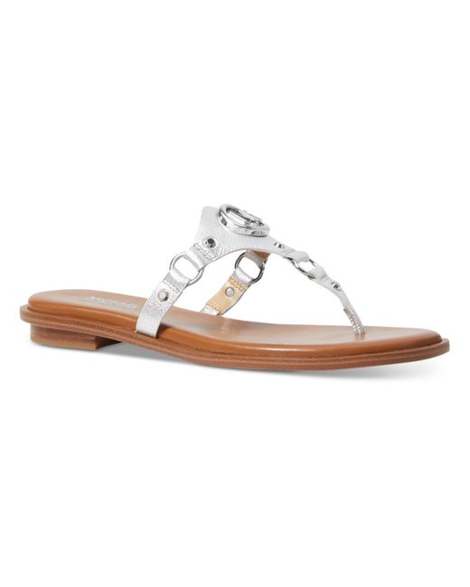 MICHAEL Michael Kors White Leather Slip-on Slide Sandals