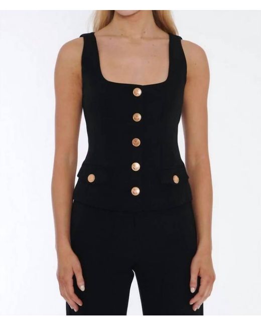 Toccin Black Georgia Button Front Top