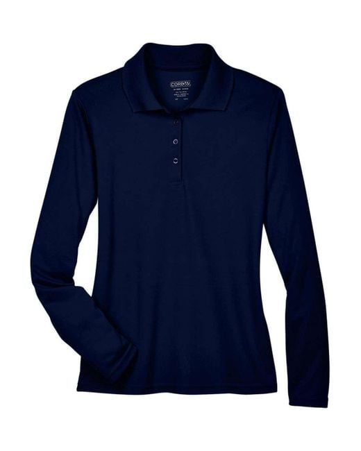 CORE365 Blue Pinnacle Performance Long Sleeve Piqu Polo