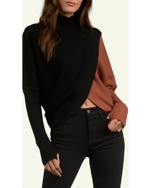 Elan Black Color Block Sweater