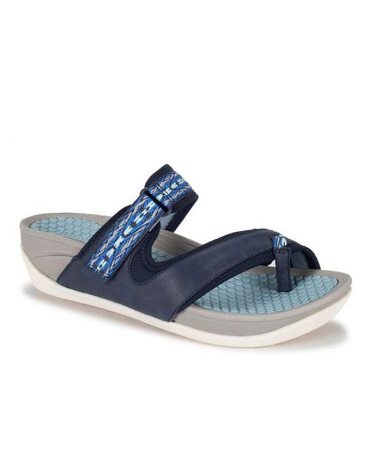 BareTraps Blue Deserae Faux Leather Slip On Sport Sandals