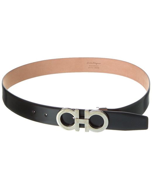 Salvatore Ferragamo Black/Brown Leather Gancini Reversible Cut to Size Belt  Salvatore Ferragamo