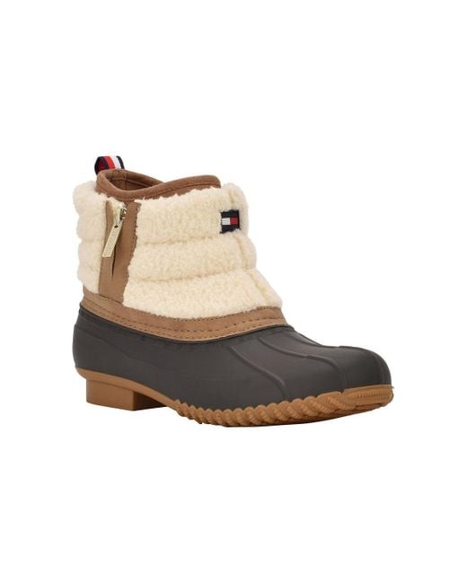 Tommy Hilfiger Women's Natural Roana Grip Slide Zip Winter Snow Boots