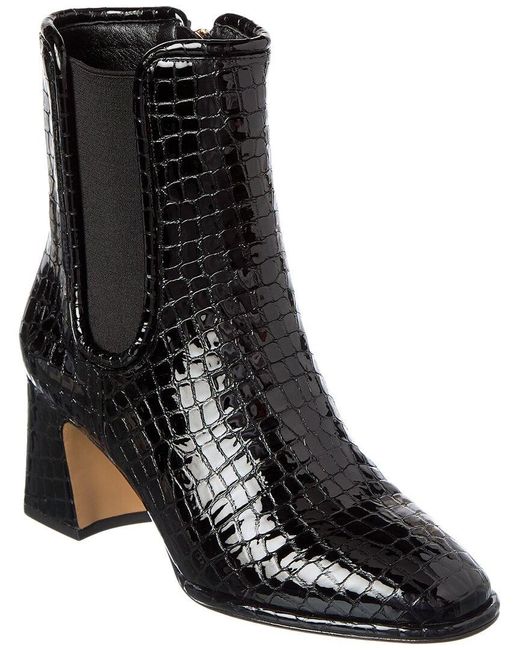 Alexandre Birman Black Ava 60 Croc-Embossed Patent Boot