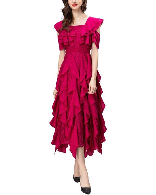 BURRYCO Red Sleeveless Midi Dress