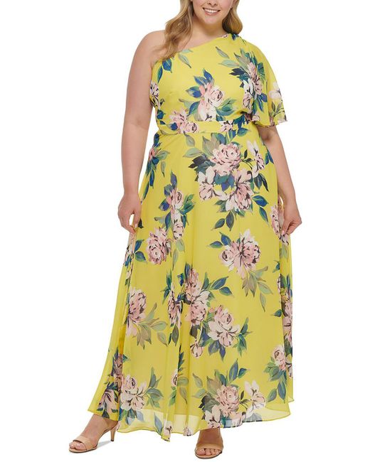 Eliza J Yellow Plus One-shoulder Long Maxi Dress