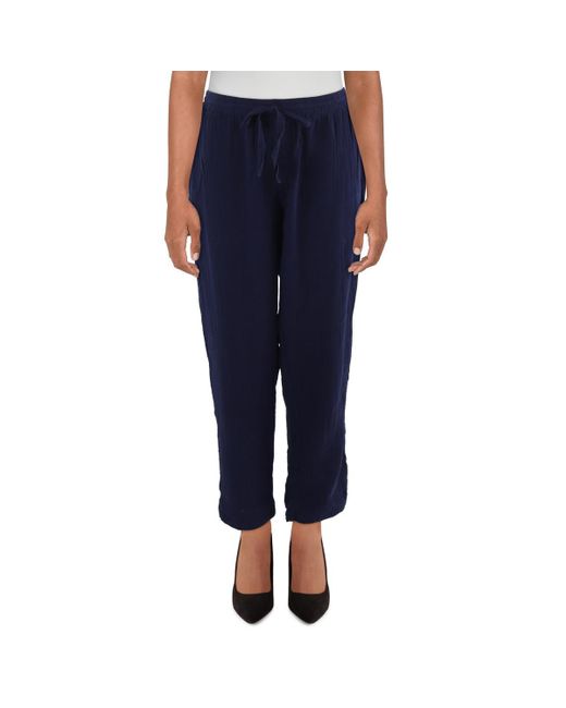 Mod-o-doc Blue Drawstring Hem Cotton Cropped Pants