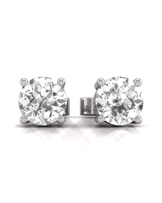 SSELECTS Metallic 4 Carat Total Weight Round Diamond Solitaire Earrings With Basket Setting Pushbacks