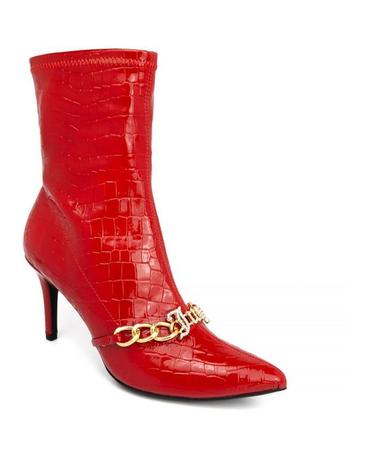 Juicy Couture Red Tommi Chain Faux Leather Ankle Boots