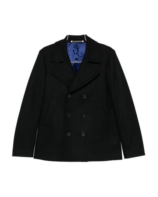 Paul Smith Black Double-Breasted Peacoat for men
