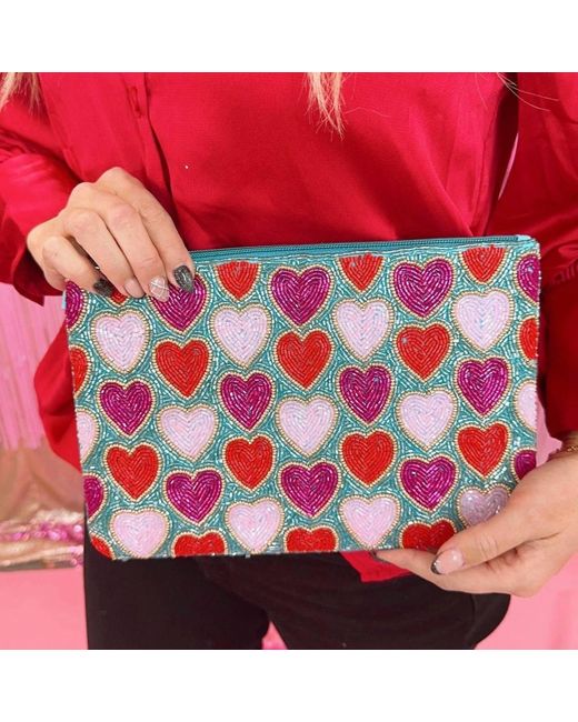 Treasure Jewels Red My Heart Clutch Bag